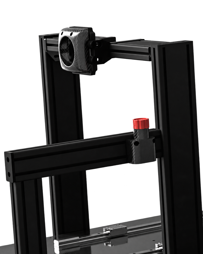 EPLAB Carbon Hub and red Brake Bias X1 mounted on aluminium cockpit profiles