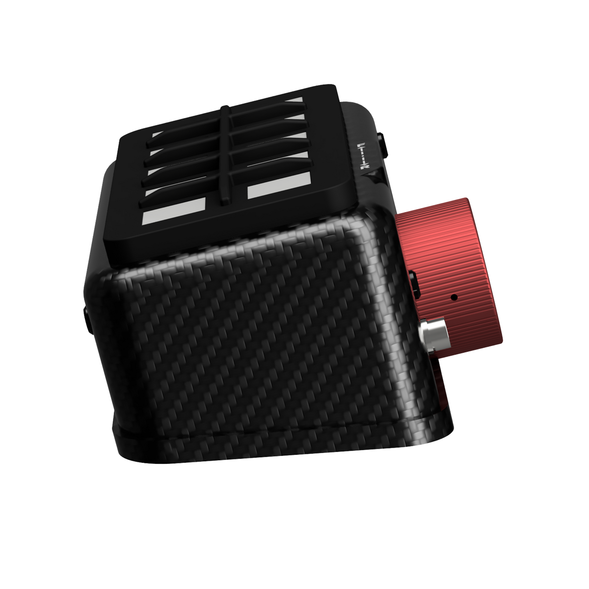 Bottom view of the EPLAB BB2.1 CUP showing the twill carbon-look housing and red knob