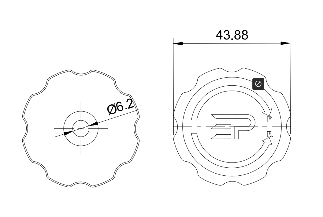 EPLAB Brake Bias Knob — diameter and bore dimensions