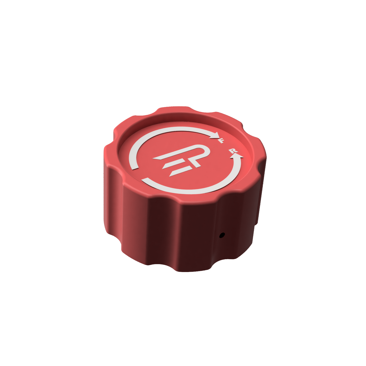 Angled side view of the EPLAB red aluminium Brake Bias Knob