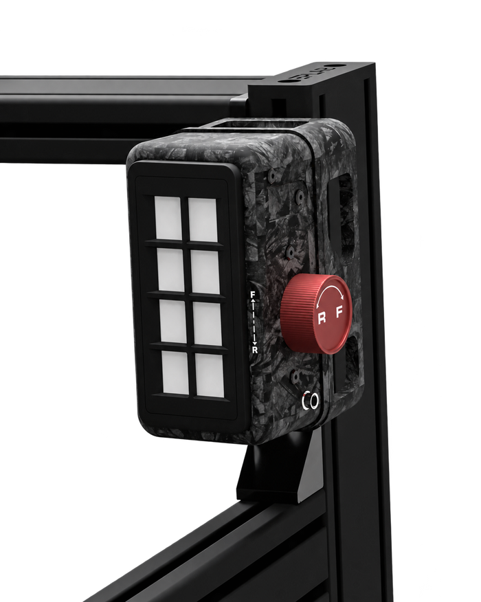 EPLAB BB2.2 CUP button box mounted on aluminium cockpit profiles