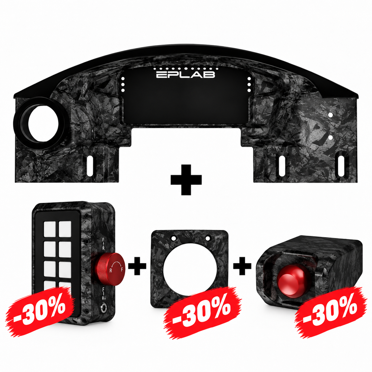EPLAB FC992.2 bundle graphic with BB2.2 CUP, Carbon Hub and Start Button showing 30 percent accessory discounts