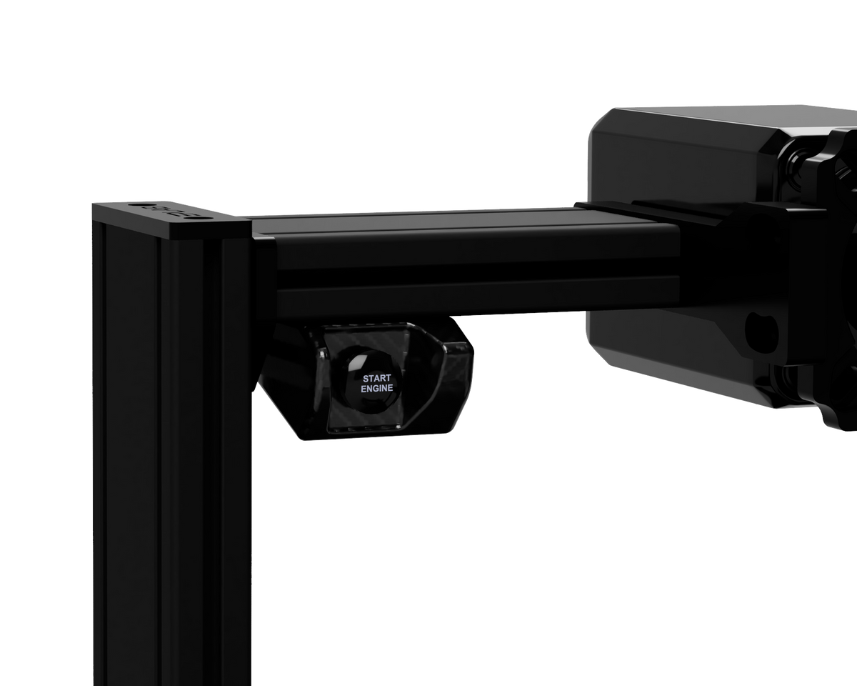 EPLAB Start Button with black button and twill carbon-look housing fitted under a cockpit profile