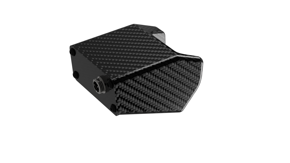 Rear view of the EPLAB Start Button twill carbon-look housing showing its connector
